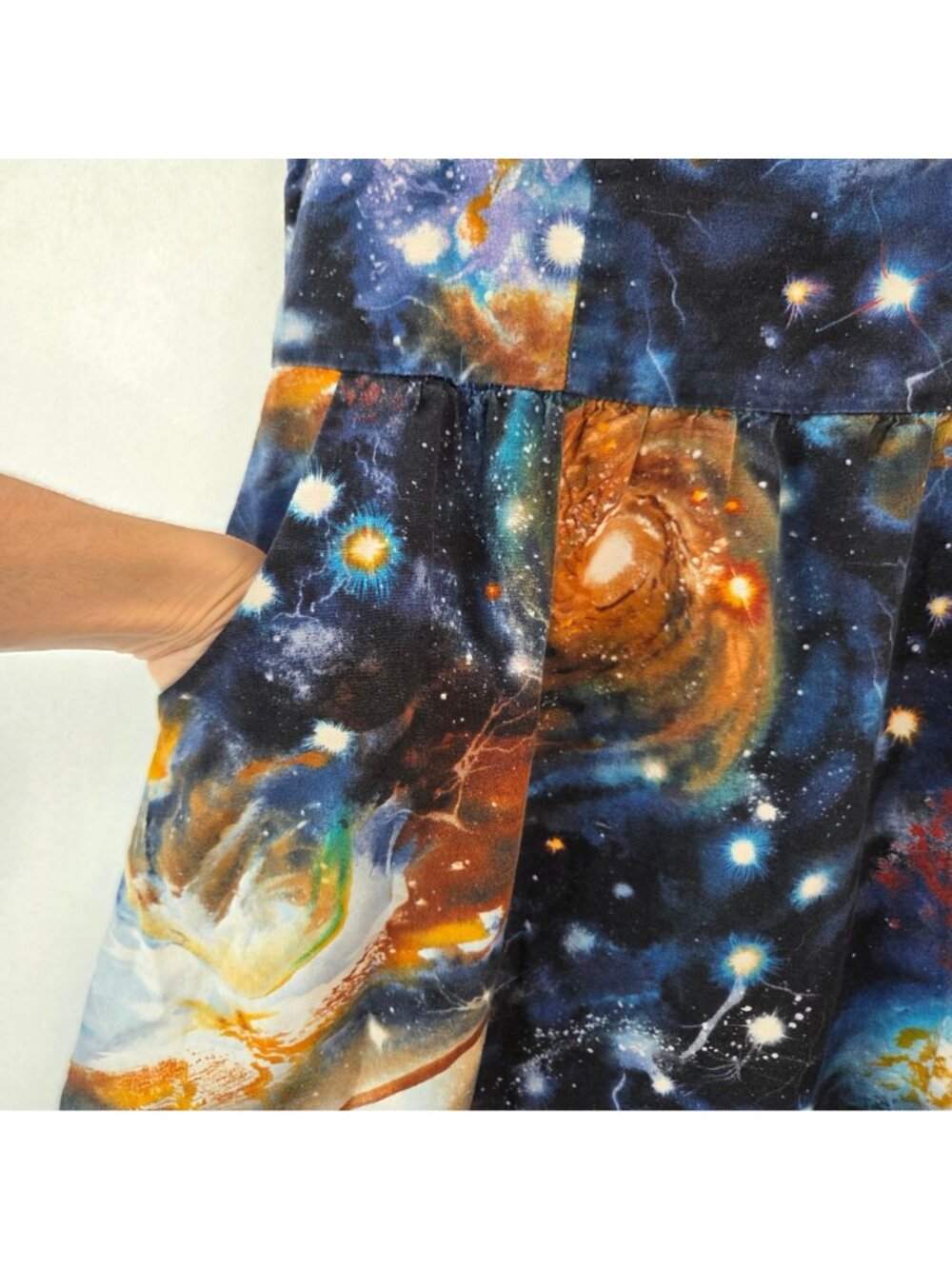 Modcloth Galaxy Print Fit and Flare Dress Blue Constellations Pinup Women's M - Picture 6 of 10